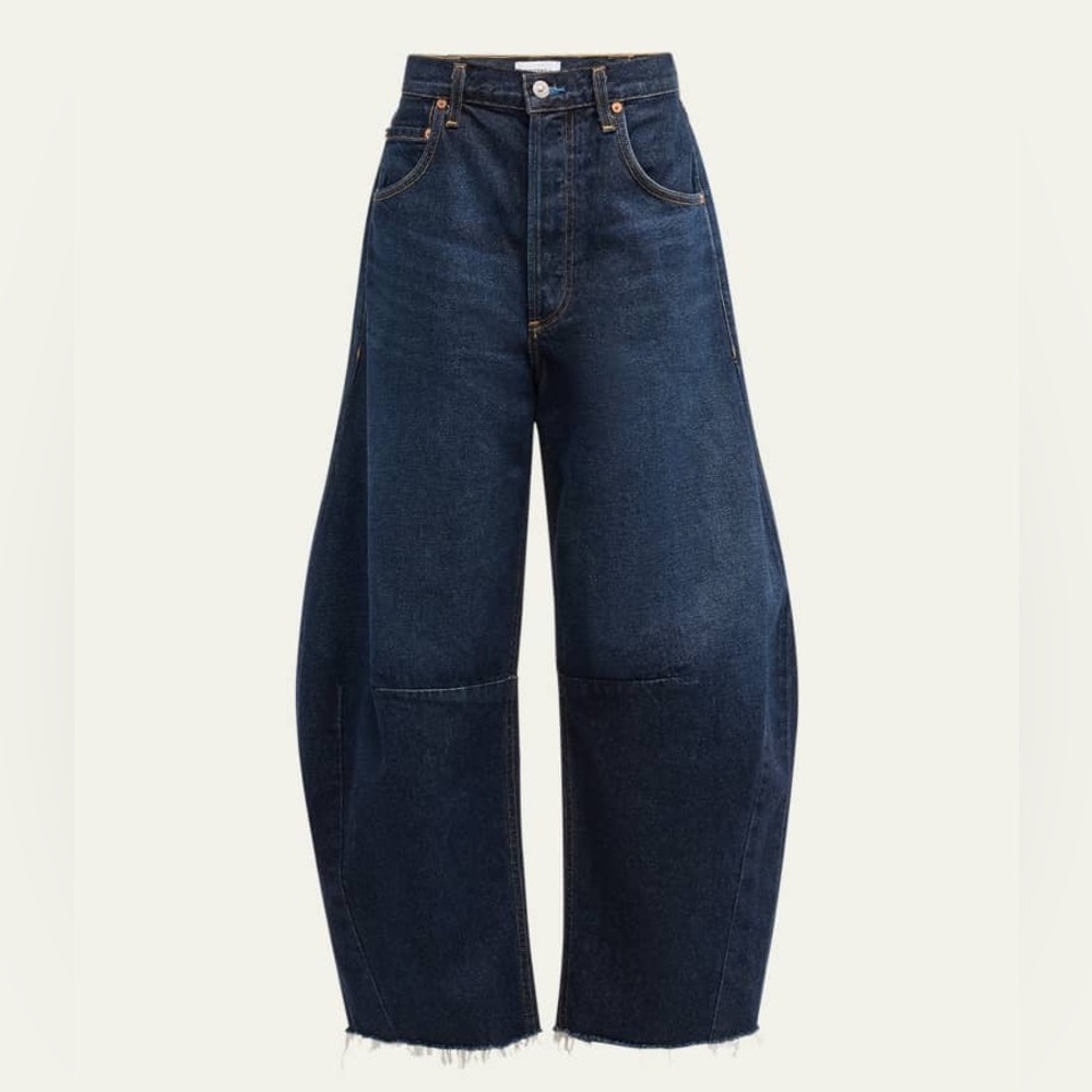Citizens of Humanity Horseshoe 23 in Bravo Dark Barrel Wide Leg Jeans Denim